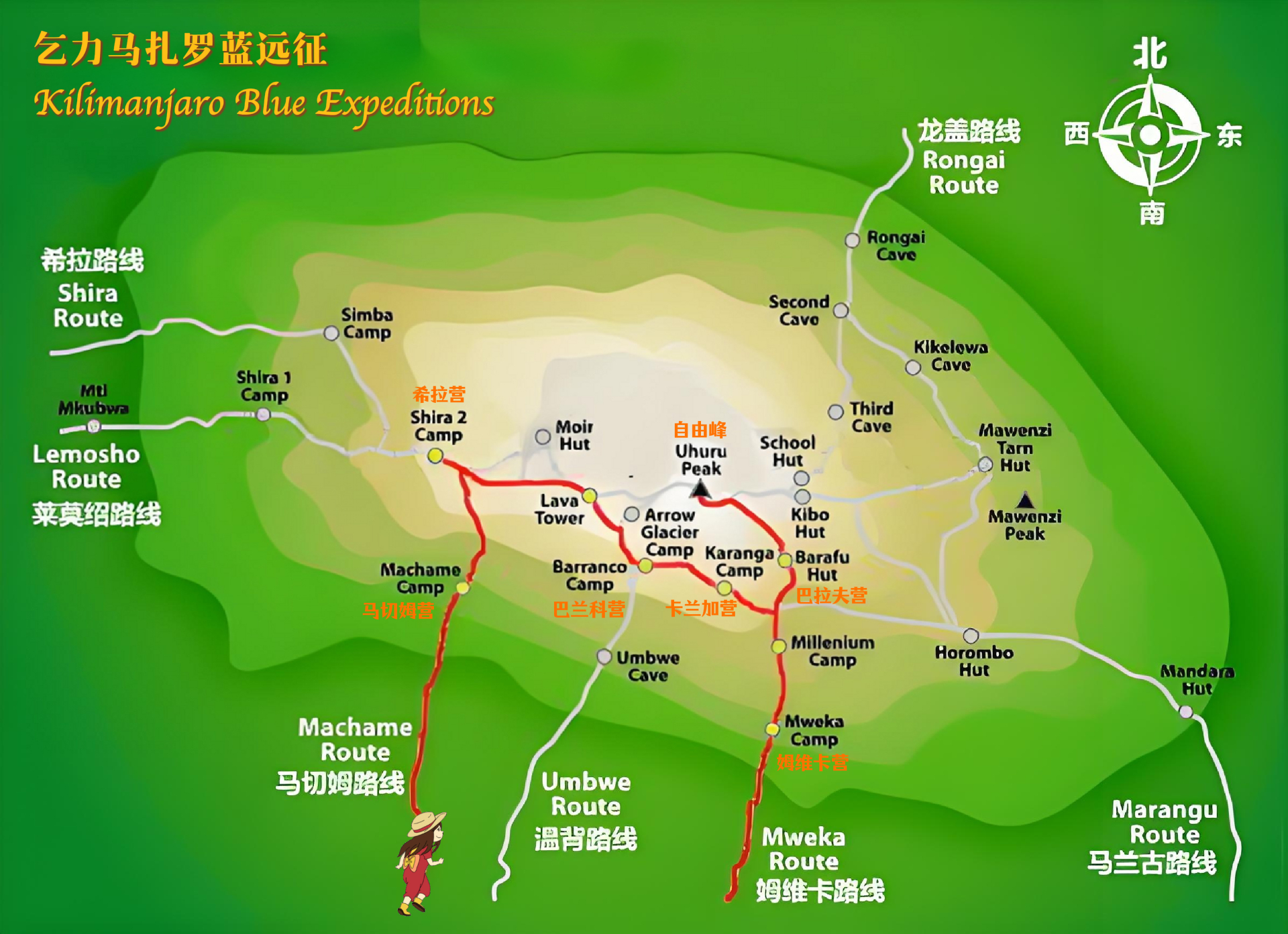 Machame 路线图 · 乞力马扎罗蓝远征